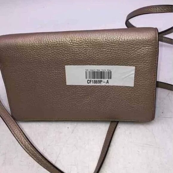 Coach Designer Metallic Foldover Gold Leather Crossbody Bag Purse Handbag - Picture 4 of 6